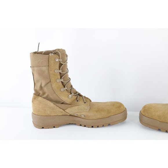 US Military Issued Mens Size 10 R Vibram Suede Leather Army Combat Boots Brown main image 4